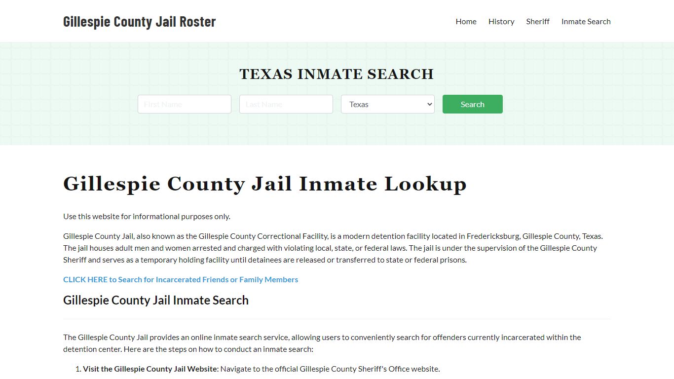 Gillespie County Jail Roster Lookup, TX, Inmate Search