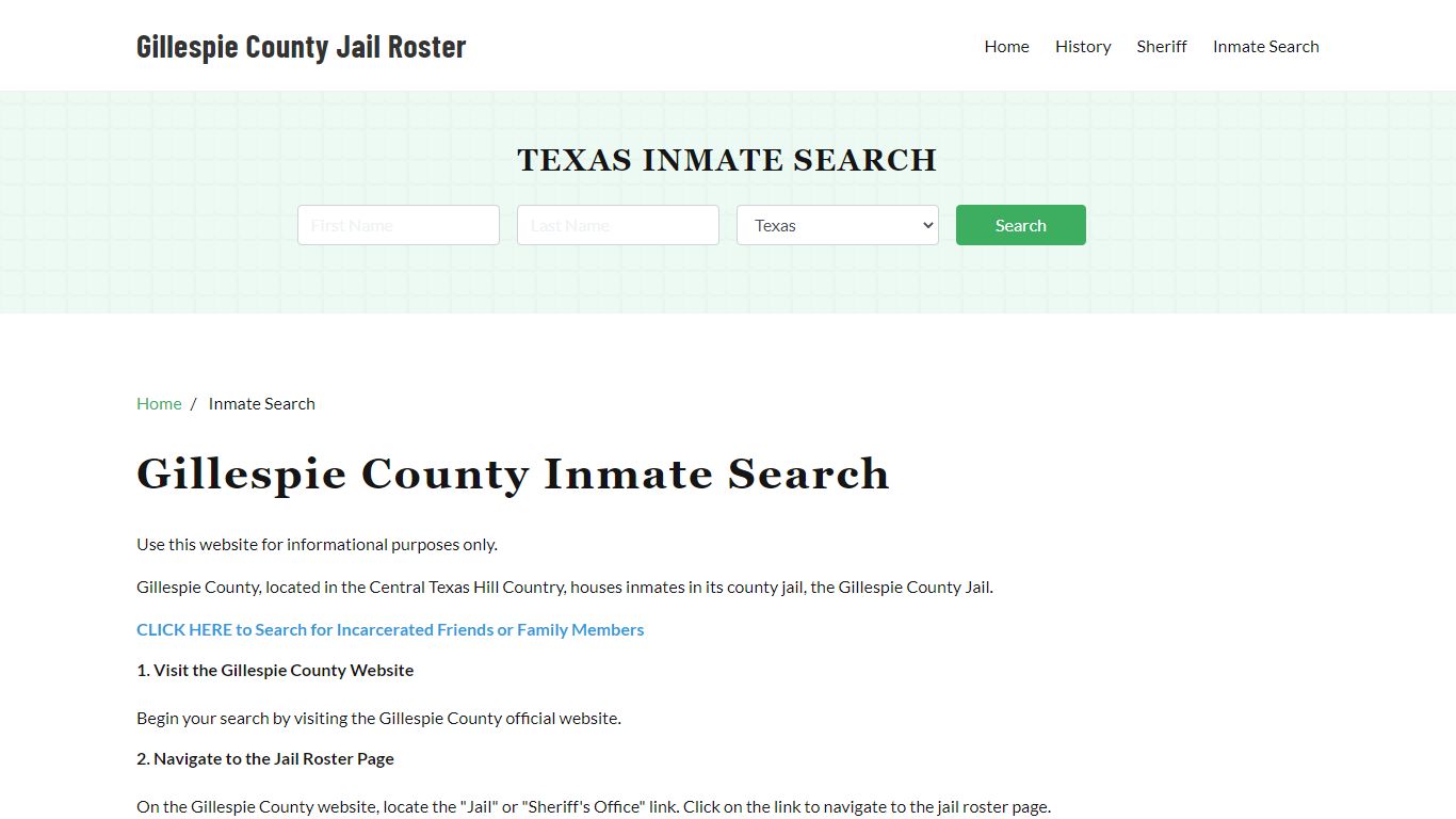 Gillespie County, TX Detainee Lookup